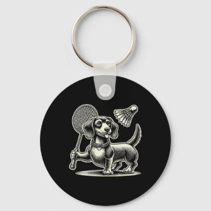 Dachshund Dog Badminton Player Shuttle Men Women  Keychain