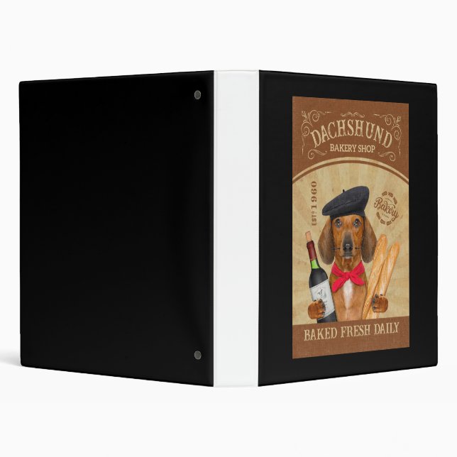 Dachshund Dog Bakery Shop Funny French Dachshund Binder (Background)