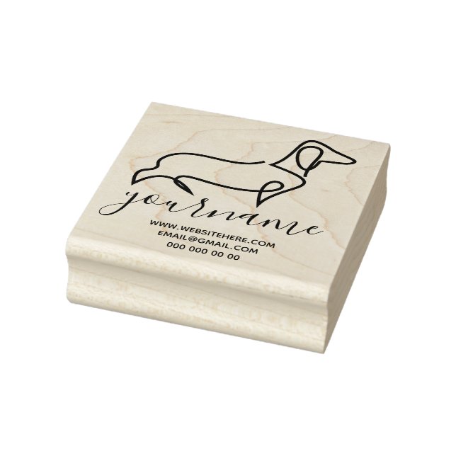 Dachshund Dog Breed Canine Kennel Line Art Drawing Rubber Stamp (Stamp)