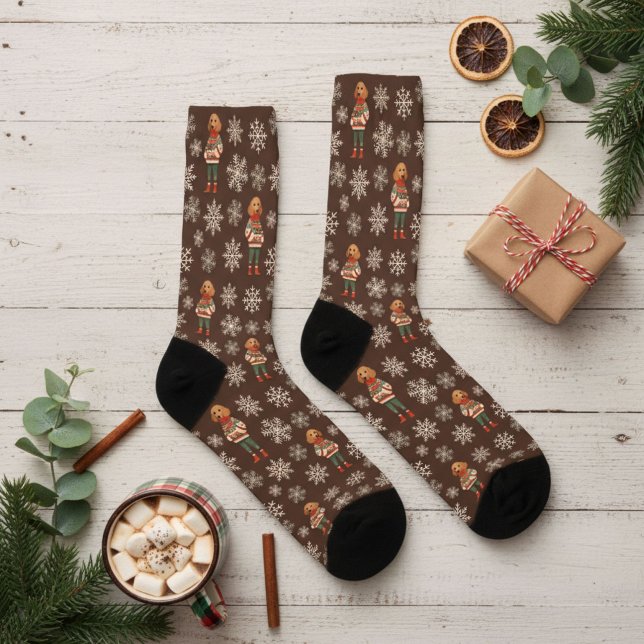 Dachshund Dog Brown Retro Custom Socks (Creator Uploaded)