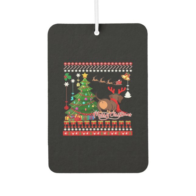 Dachshund Dog Butt Christmas Ugly Classic T-Shirt Air Freshener (Front)