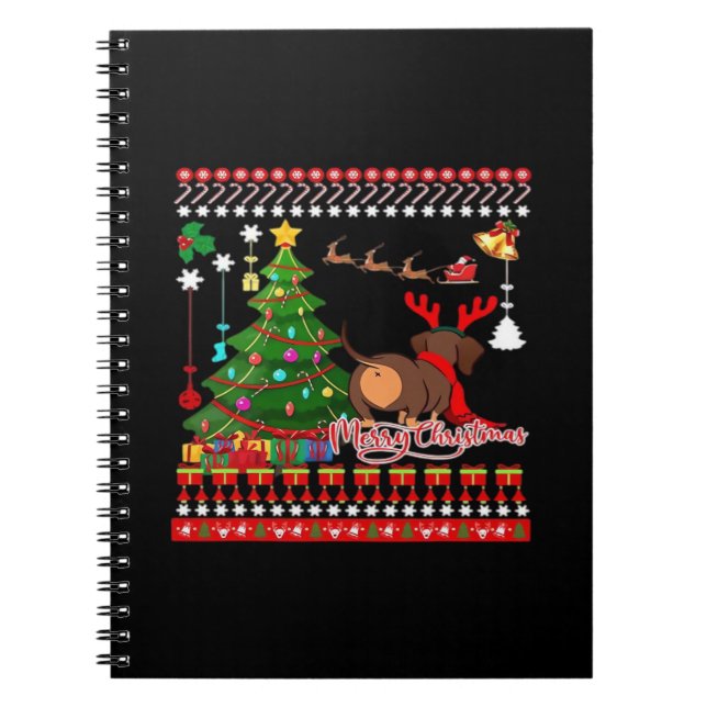 Dachshund Dog Butt Christmas Ugly Classic T-Shirt Notebook (Front)