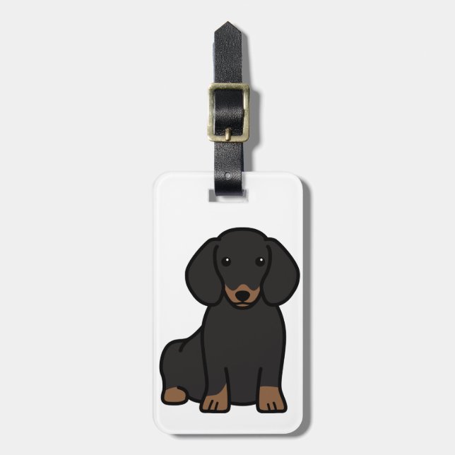 Dachshund Dog Cartoon Luggage Tag (Front Vertical)
