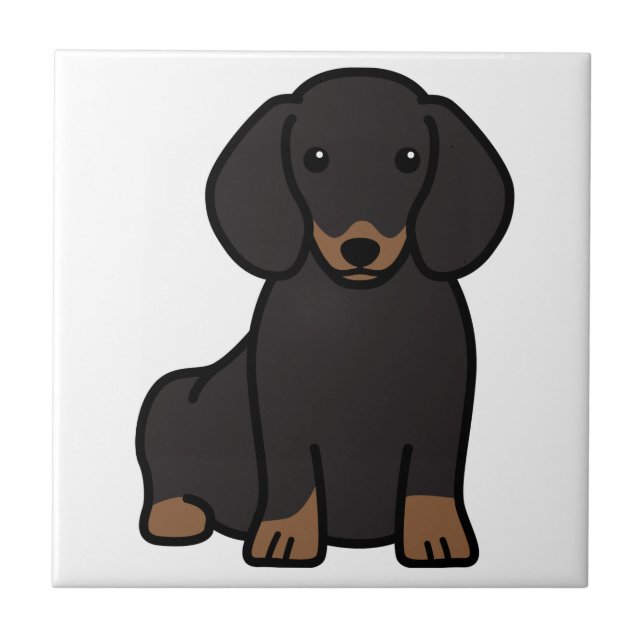 Dachshund Dog Cartoon Tile (Front)