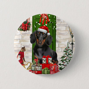 Dachshund Dog Christmas  2 Inch Round Button