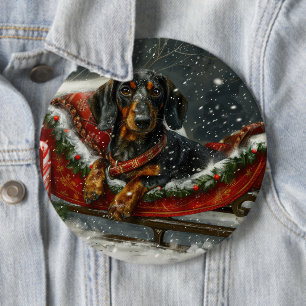 Dachshund Dog Christmas Festive  6 Inch Round Button