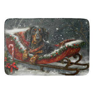 Dachshund Dog Christmas Festive Bath Mat