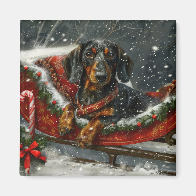 Dachshund Dog Christmas Festive  Magnet (Front)