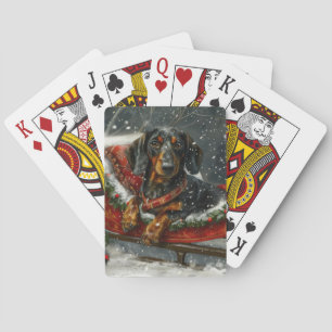 Dachshund Dog Christmas Festive Playing Cards