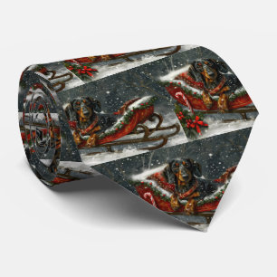 Dachshund Dog Christmas Festive Tie