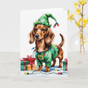 Dachshund Dog Christmas Greeting Card
