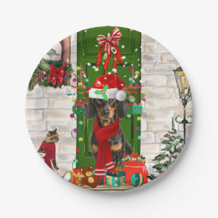 Dachshund Dog Christmas   Paper Plate