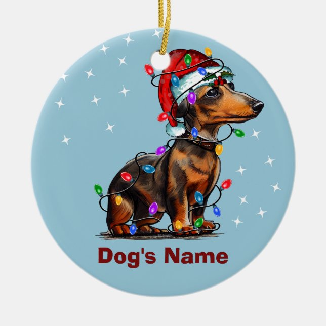 Dachshund Dog Christmas Personalized Ornament (Front)
