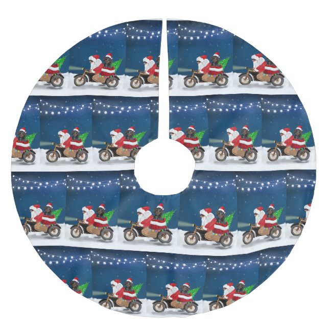 Dachshund Dog Christmas Santa Claus  Brushed Polyester Tree Skirt (Front)