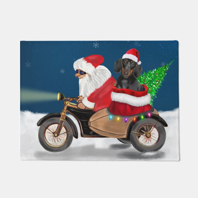 Dachshund Dog Christmas Santa Claus  Doormat (Front)