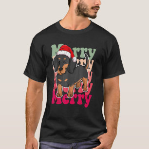   Dachshund Dog Christmas Santa Hat Matching Famil T-Shirt
