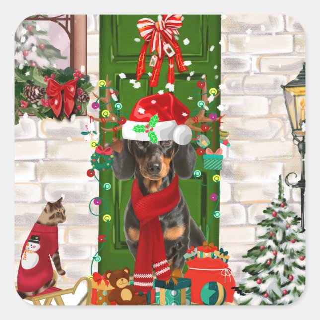 Dachshund Dog Christmas   Square Sticker (Front)
