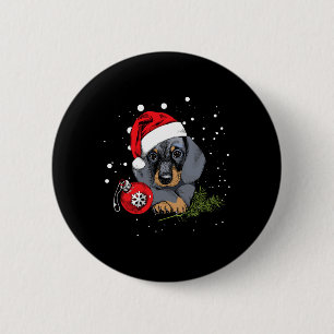 Dachshund Dog Christmas Tree Light Santa Xmas Gift 2 Inch Round Button