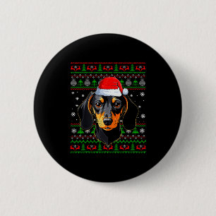 Dachshund Dog Christmas Ugly Sweater Santa Adults  2 Inch Round Button