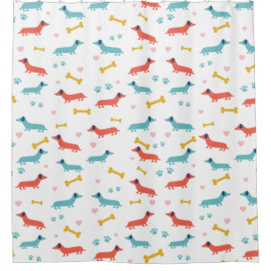 Dachshund Dog Colourful Doxies and Bones
