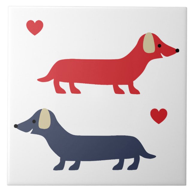 Dachshund Dog Colourful Doxies and Paws 1 Tile (Front)