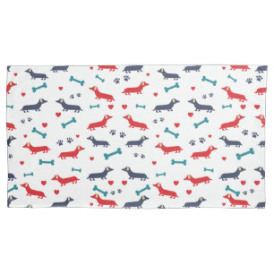 Dachshund Dog Colourful Doxies and Paws Pillowcase