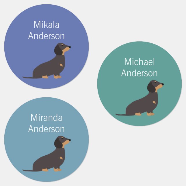 Dachshund dog colours waterproof label (Group)
