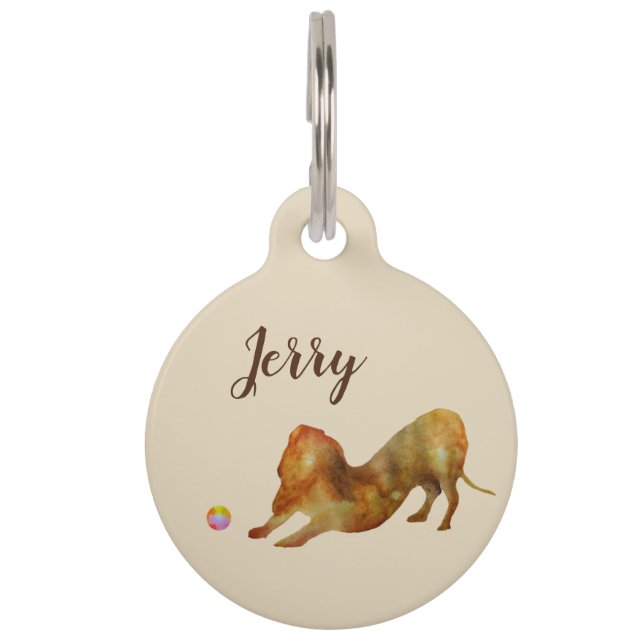 Dachshund Dog Custom Name Pet Tag (Front)