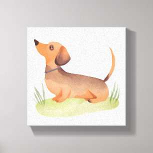 Dachshund Dog Cute Dog Pet Watercolor Canvas Print