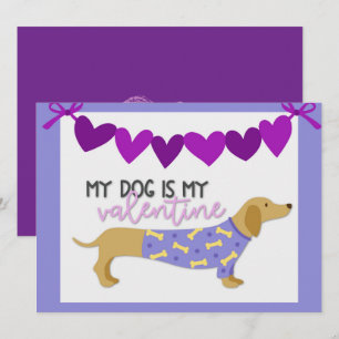Dachshund Dog Cute Funny Purple Custom Text Flat Holiday Card