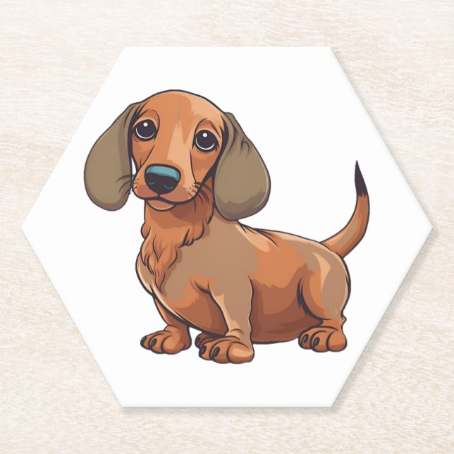 Dachshund Dog Cute  Paper Coaster (Front)