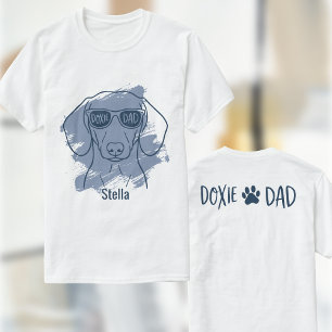 Dachshund Dog Dad Shirt - Custom Name Ice Blue Tee