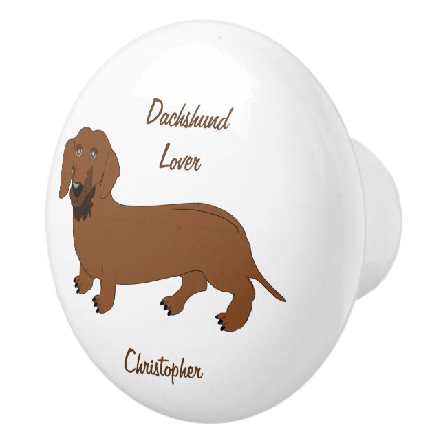 Dachshund Dog Design Ceramic Knob (Right)