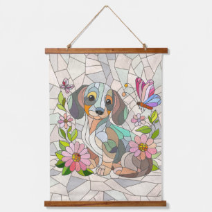 Dachshund dog - Doxie -colourful mosaic Hanging Tapestry