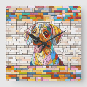 Dachshund dog - Doxie -colourful mosaic Square Wall Clock