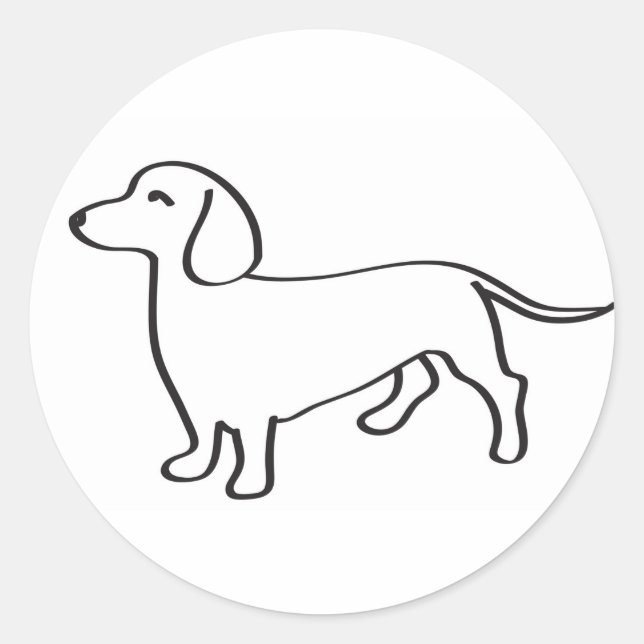 Dachshund Dog Doxie Outline Illustration Classic Round Sticker (Front)
