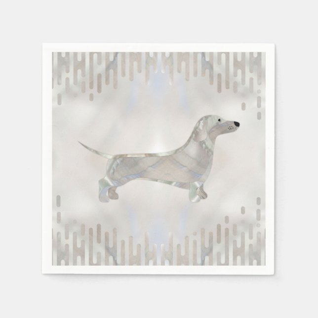 Dachshund dog  - Doxie pearl silhouette Napkin (Front)