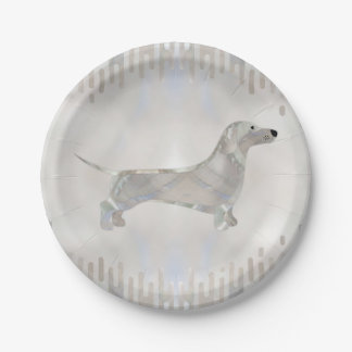 Dachshund dog  - Doxie pearl silhouette Paper Plate