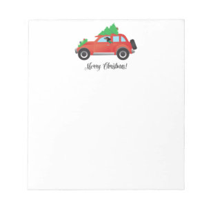 Dachshund Dog Driving Car - Christmas Tree on Top Notepad