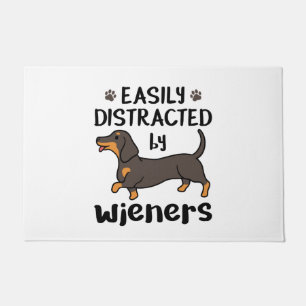 Dachshund Dog Easily Distracted by Wieners Doormat