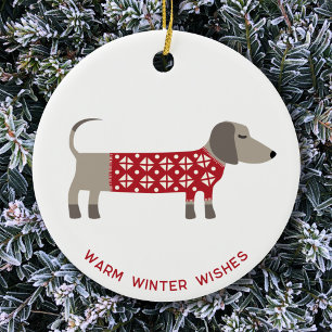 Dachshund Dog Fun  Ceramic Ornament