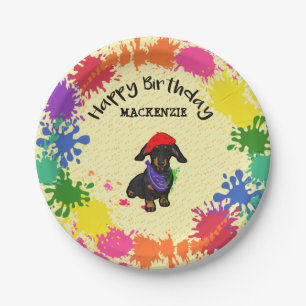Dachshund Dog Fun Paint Art Birthday Party     Paper Plate