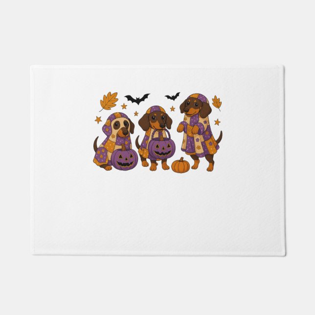 Dachshund Dog Ghost Halloween Doormat (Front)
