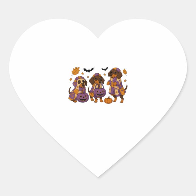 Dachshund Dog Ghost Halloween Heart Sticker (Front)