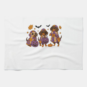 Dachshund Dog Ghost Halloween Kitchen Towel