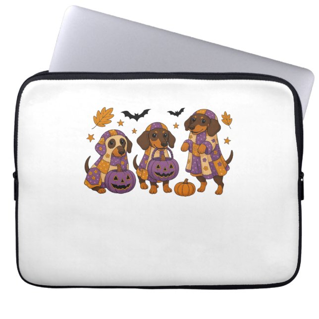 Dachshund Dog Ghost Halloween Laptop Sleeve (Front)