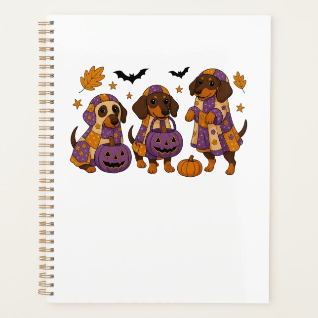Dachshund Dog Ghost Halloween Planner (Front)