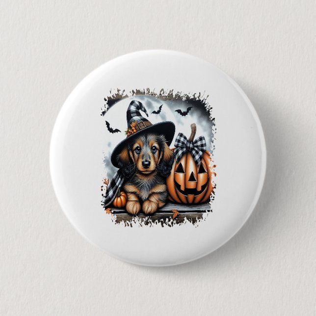 Dachshund Dog Halloween 2 Inch Round Button (Front)