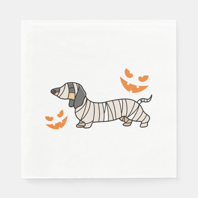 Dachshund Dog Halloween Candy Corn Full Moon Napkin (Front)