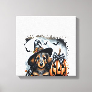 Dachshund Dog Halloween Canvas Print